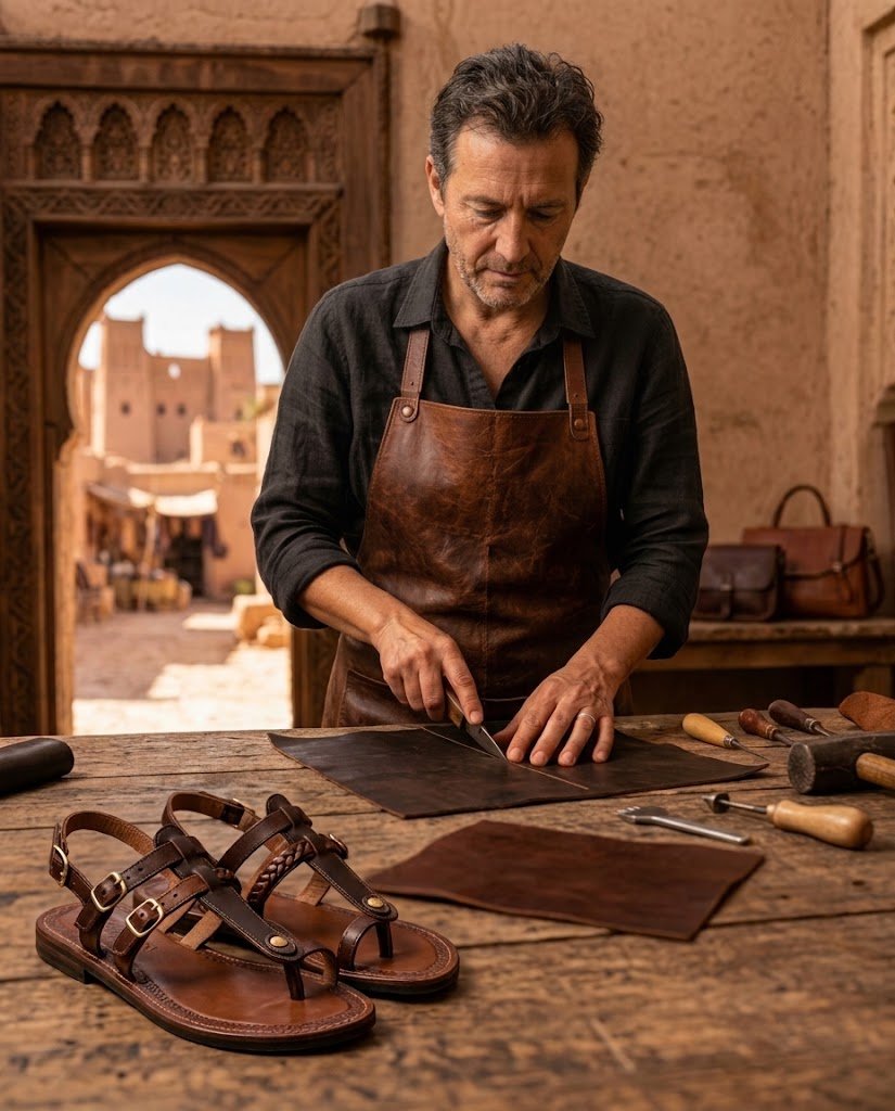 Leather craftsman at work